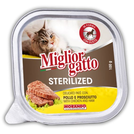Вологий корм для стерилізованих котів з куркою та прошутто Morando Migliorgatto Sterilized, 100 гр