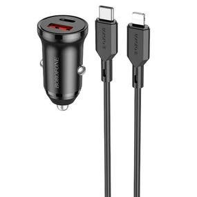 АЗП Borofone BZ18A PD20W+QC3.0 (1USB-A/1C) + кабель Type-C to Lightning Чорний