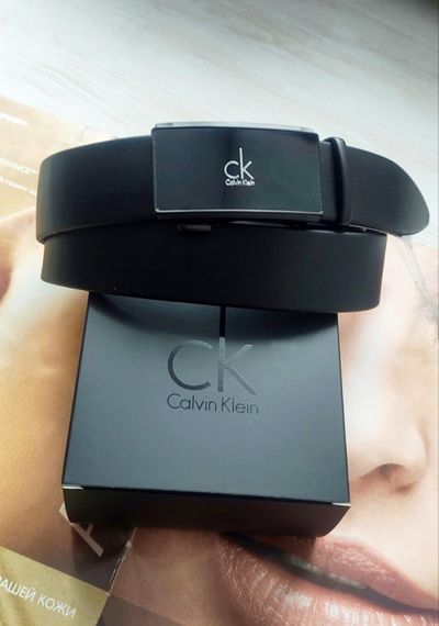 Мужской кожаный подарочный набор Calvin Klein ремень и кошелек черный | Зображення 2