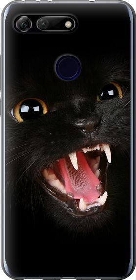 Чехол на Huawei Honor View 20 Чёрная кошка "932u-1645-17620"