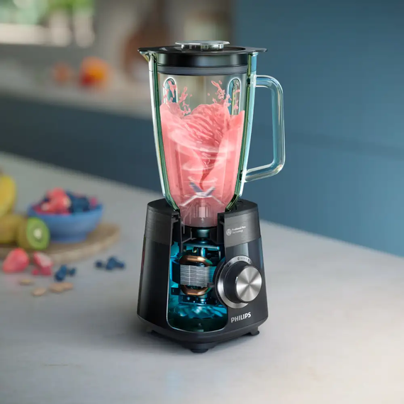 Блендер Philips стаціонарний Series 5000, 1200Вт, чаша-2000мл, скло, чорний (HR3030/00) | Зображення 6