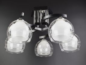 Люстра стельова на 5 лампочок 25219 Чорний 30х53х53 см.