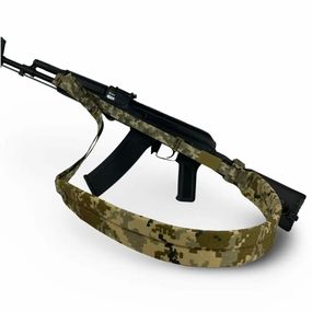 триточковий збройовий ремінь  з широким наплічником піксель