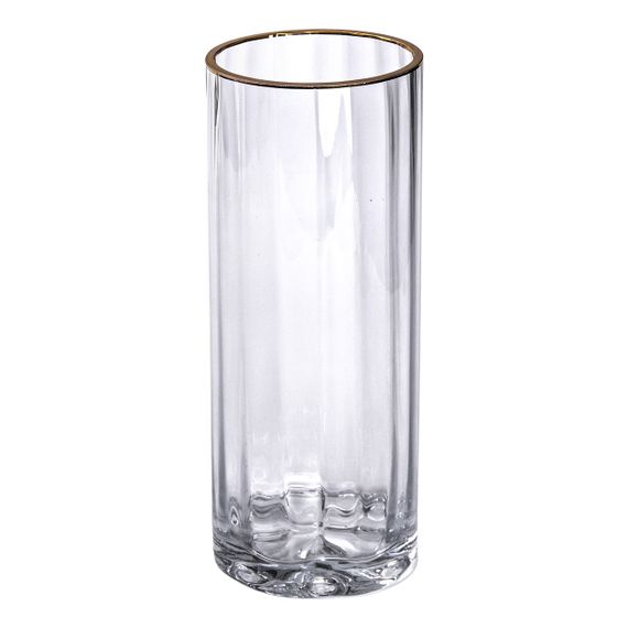 Декоративна ваза для квітів із прозорого скла із золотою окантовкою 25 см HP-1707