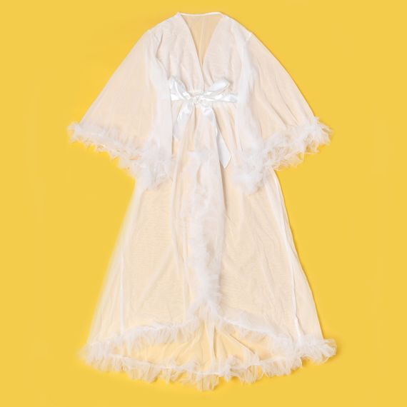 Халат Star Night з рюшами та поясом, білий, M-L  sexstyle | Зображення 6