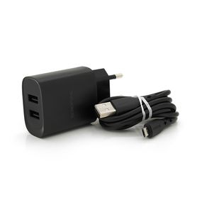 Набір BOROFONE BN2 СЗУ 2xUSB+ кабель Micro, 2.1A, 1м, Black