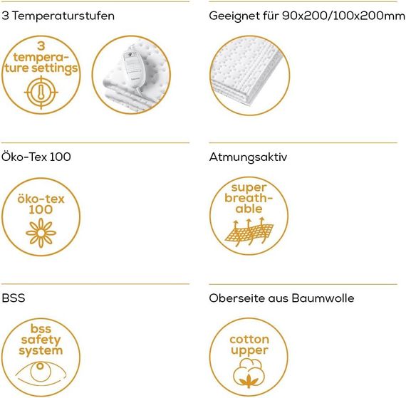 Електропростирадло Beurer , 130х75см, 50Вт, 3 режими, бавовна, фліс, білий (UB_30) | Зображення 7