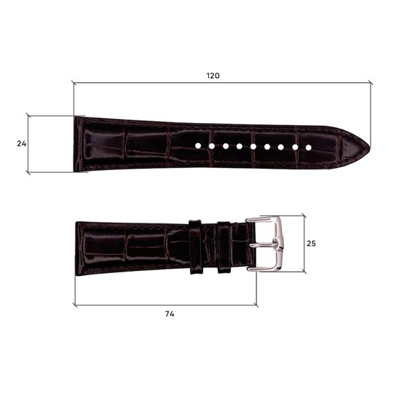 Кожаный ремешок Premium 24х22 мм. Brown | Зображення 2