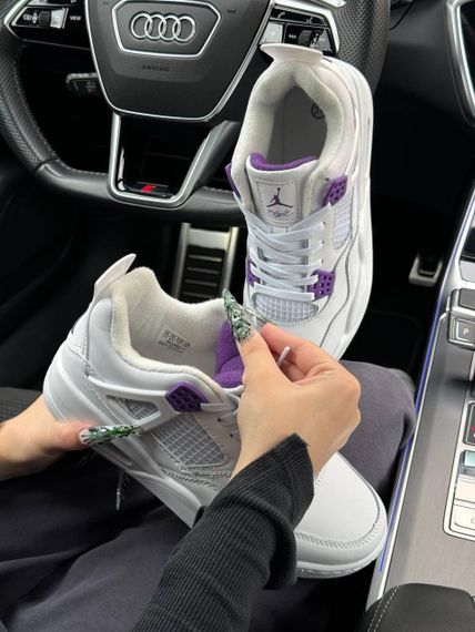 Зимові жіночі кросівки Air Jordan Retro 4 Fleece Termo  White Purple W , В'єтнам 40 25.5 | Зображення 8