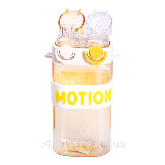 Бутылка для воды с трубочкой 550 мл спортивная пластиковая бутылка для тренировок Желтая HP-14-49Y | Зображення 2