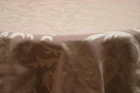 Скатертина Kayra жакардова "Вензель", круглий Ø 160 см Бежевий | Зображення 2