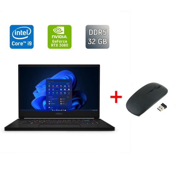 Ігровий ноутбук Б-клас MSI Stealth GS 66 / 15.6" (2560x1440) IPS / Intel Core i9-12900H (14 (20) ядер по 3.8 - 5.0 GHz) / 32 GB DDR5 / 1000 GB SSD / nVidia GeForce RTX 3080, 16 GB GDDR6, 256-bit / WebCam / Windows 11 б/в + Подарунок Миша / USB