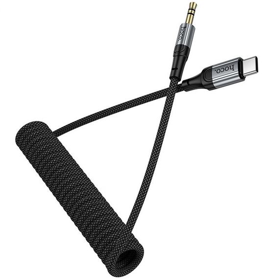 Аудио кабель Aux Hoco UPA33B Nuevo (Type-C to AUX 3.5mm) (1.5m) Black | Зображення 1