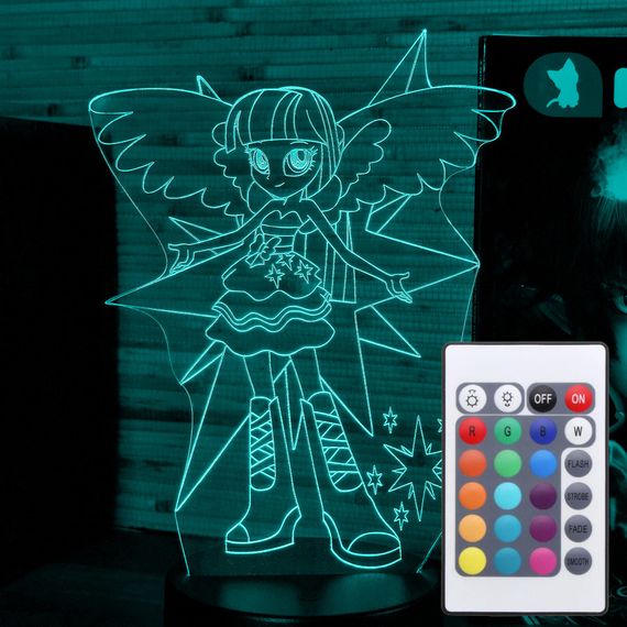 Акриловий світильник-нічник з пультом 16 кольорів Дівчата Еквестрії tty-n000966