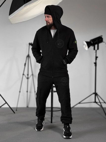 Флисовый спортивный костюм Stone island black ВТ0551