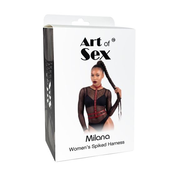 Жіноча портупея з шипами Art of Sex - Milana, екошкіра, розмір XS-2XL, колір чорний | Зображення 3
