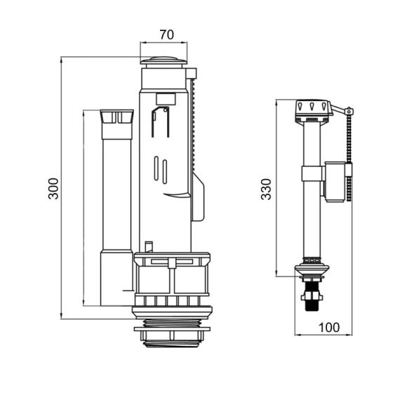 Qtap HY4(Kolibri) комплект арматури для бачка унітаза-моноблок з подвійною круглою кнопкою змиву та клапаном нижнього подавання води, 3/6L | Зображення 1