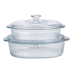 Формы для запекания набор 2 шт стеклянные с крышками овальные HP-34-27