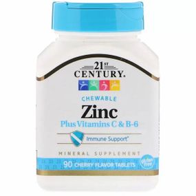 Витаминно-минеральный комплекс 21st Century Zinc Plus Vitamins C & B-6 90 Chewable Tabs Cherry