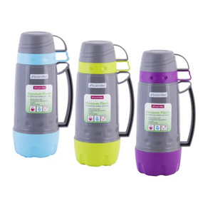 Термос 1л зі скляною колбою і 3 пластиковими чашками KAMILLЕ 2080