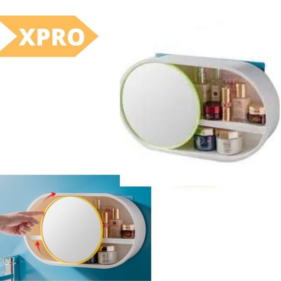Органайзер-полиця для косметики із дзеркалом Зелений XPRO BWJ-117 W-30 (MER-14897_437)
