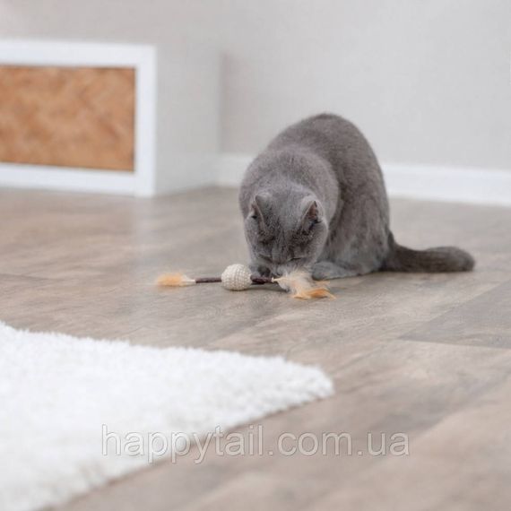 Іграшка Trixie для котів м яч на паличці з пір ям джут 20 см | Зображення 2