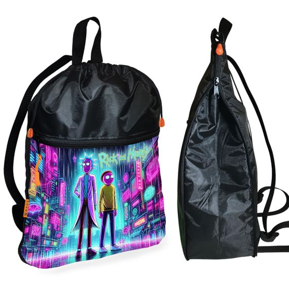 Рюкзак-мешок для обуви,спортивной формы Рик и Морти детская сумка для сменки с расширителем (01386)