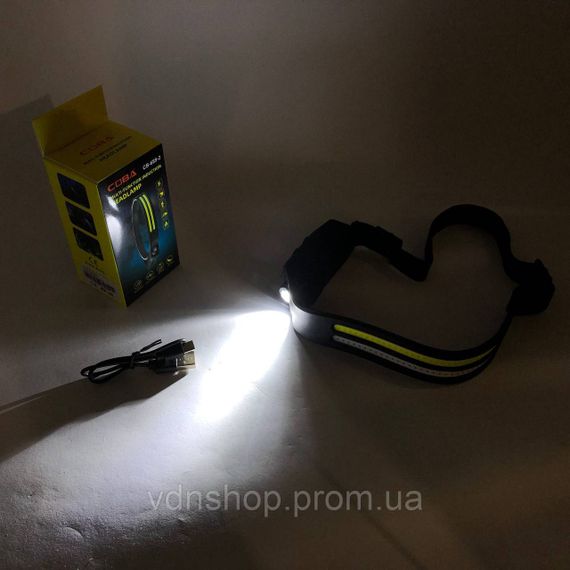 Тактический фонарь на голову BL-W689-LM+2COB, Налобный фонарь с удобным ремешком для головы TK-13