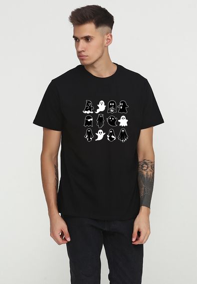 Футболка чоловіча чорна з принтом "Привиди", 2XL
