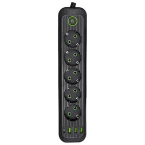 Мережевий фільтр-подовжувач 5 розеток 3xUSB-A 1xUSB-C 3м чорний HP-5-42