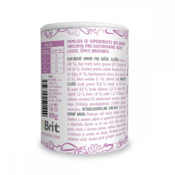 Ласощі Brit Care Superfruits Salmon д/стерилізованих котів з лососем шипшиною та журавлиною 100 г | Зображення 2
