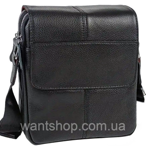 Чоловіча шкіряна сумка через плече м'яка BEXHILL TM-26418 чорна