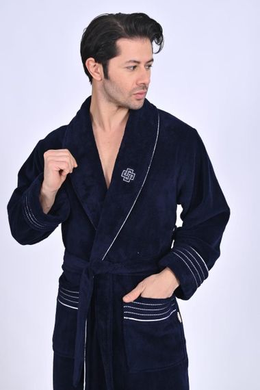 Чоловічий халат Nusa 1455 з тапочками синій 4XL | Зображення 7
