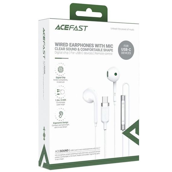 Стерео наушники Acefast L7 Type-C White | Зображення 1