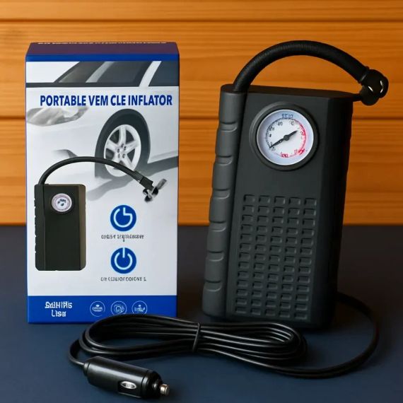 Портативний автомобільний компресор AND1322, насос від прикурювача 12V з манометром