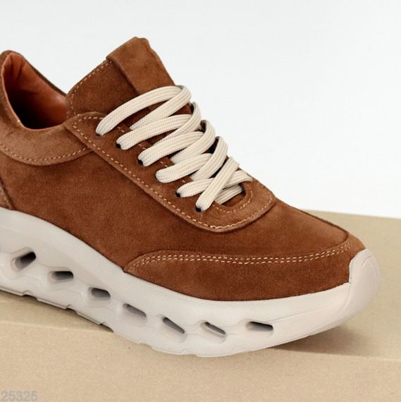 Молодіжні дизайнерські руді кросівки натуральна замша | Зображення 1
