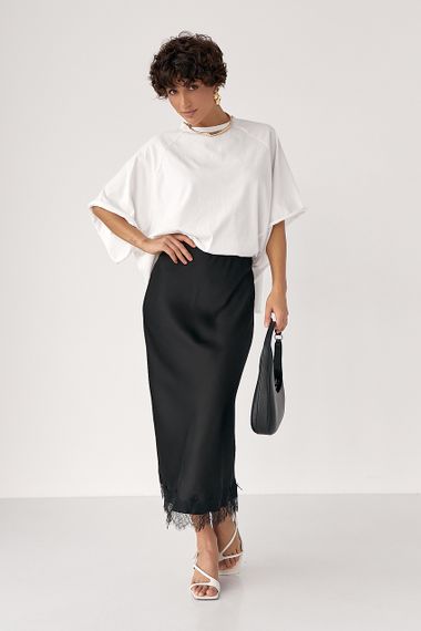 Однотонна вільна футболка з рукавами-реглан - молочний цвет, ONE SIZE (є розміри) | Зображення 2