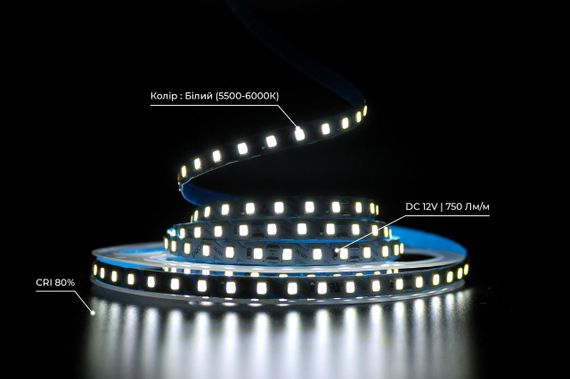 Світлодіодна LED стрічка PROLUM™ 12V 2835\120 IP20 S-TYPE Series SG Білий 5500-6000К | Зображення 3