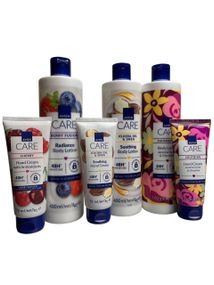 Набір догляду за тілом і руками Avon Care, 6 засобів (3×400 мл + 3×75 ) з маслом какао, ягодами та жасмином