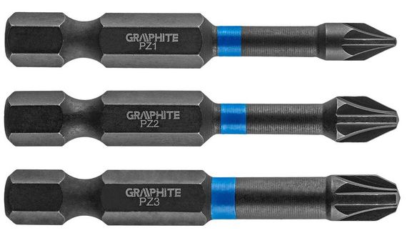 Биты  ударные GRAPHITE PZ1/2/3 x 50 мм, 3 шт. (56H542)