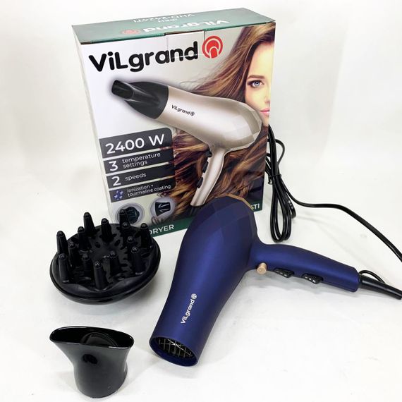 Женский профессиональный фен для укладки волос VILGRAND VHD 2424TI 2400 Вт, Фен без вреда для волос CE-73 | Зображення 1