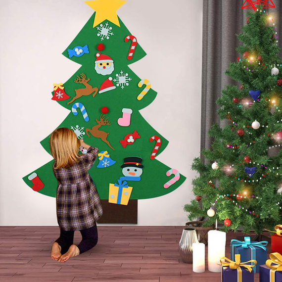 Дитяча ялинка з іграшками з фетру на стіну 95 х 70см Chrismas Free | Зображення 1