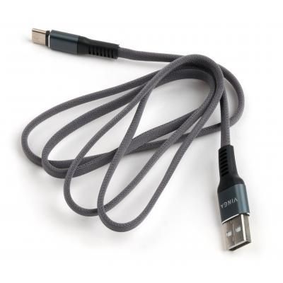 Дата кабель USB 2.0 AM to Type-C 1m flat nylon gray Vinga (VCPDCTCFNB1GR) | Зображення 2