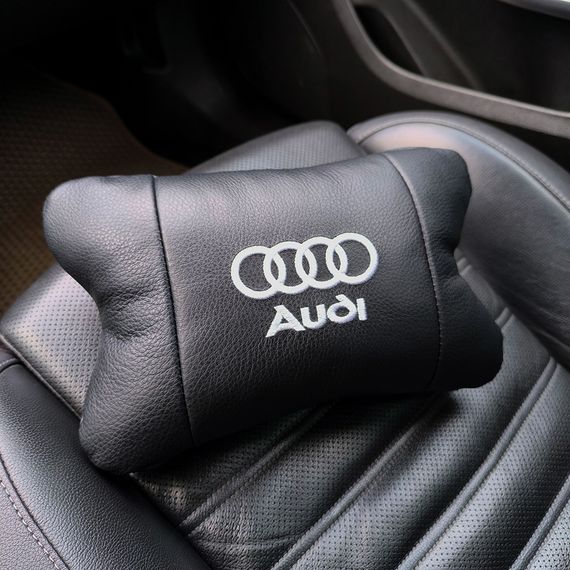 Автомобільна подушка для підголівника Audi – чорна натуральна шкіра | Зображення 4