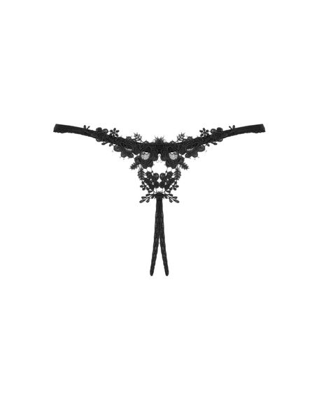 Прозорі стрінги з доступом Obsessive Celia Noir crotchless thong XL/2XL | Зображення 5