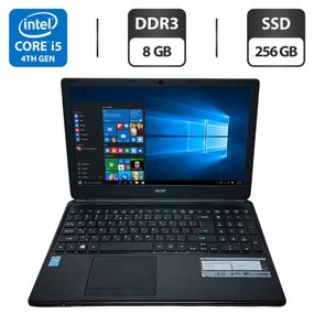 Ноутбук Acer Aspire E1-572 / 15.6" (1366x768) TN / Intel Core i5-4200U (2 (4) ядра по 1.7 - 2.7 GHz) / 8 GB DDR3 / 256 GB SSD / Intel HD Graphics 4600 / WebCam / DVD-ROM б/у