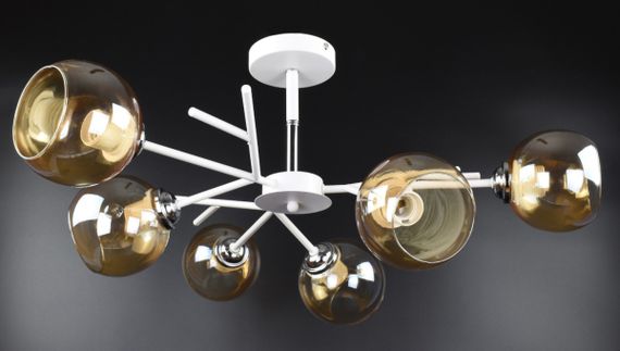 Люстра стельова на 6 лампочок 26556 Білий 34х70х70 см. | Зображення 2