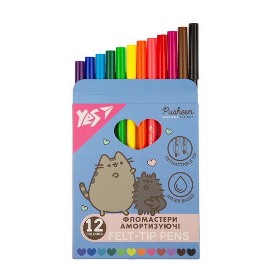 Набор фломастеров амортизирующих YES Pusheen 650581 12 цветов | Зображення 1