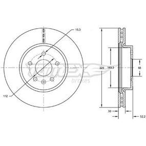 Диск тормозной передний Audi A4/A5/A6/A7/Q5 08-18 (320x30), TX 72-56