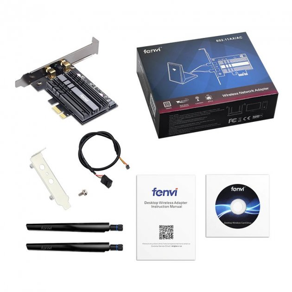 Wi-Fi адаптер FENVI Intel AX3000 PCI-e 2.4Gbps 802.11ax Bluetooth 5.0 дводіапазонний 2.4 Ghz + 5 Ghz з радіатором (sv0039) | Зображення 1